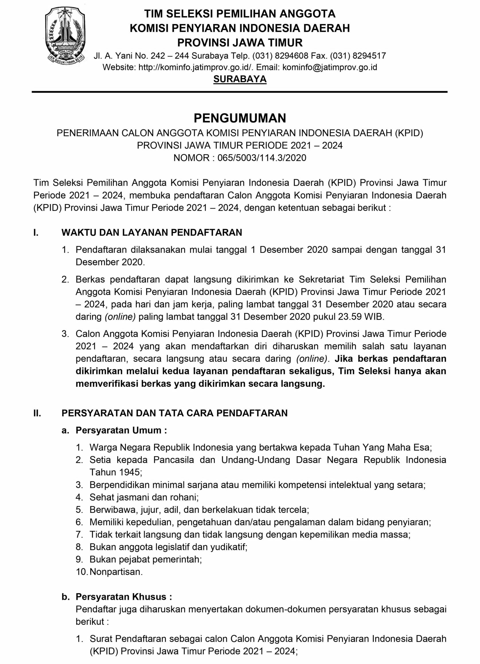 Lowongan Kerja Komisi Penyiaran Indonesia
