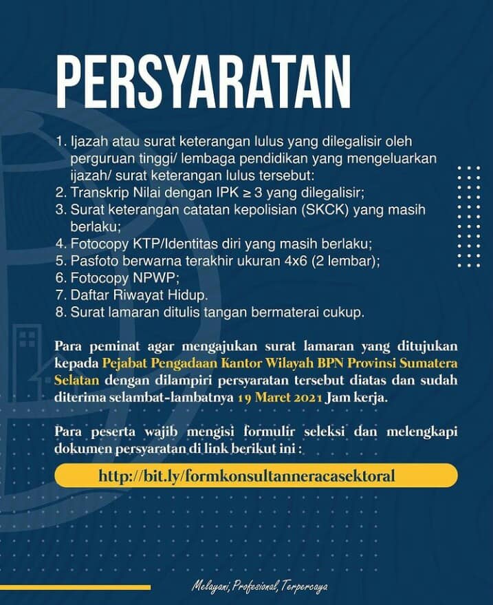 Lowongan Kerja Tenaga Konsultan Perorangan Kementerian ATR/BPN