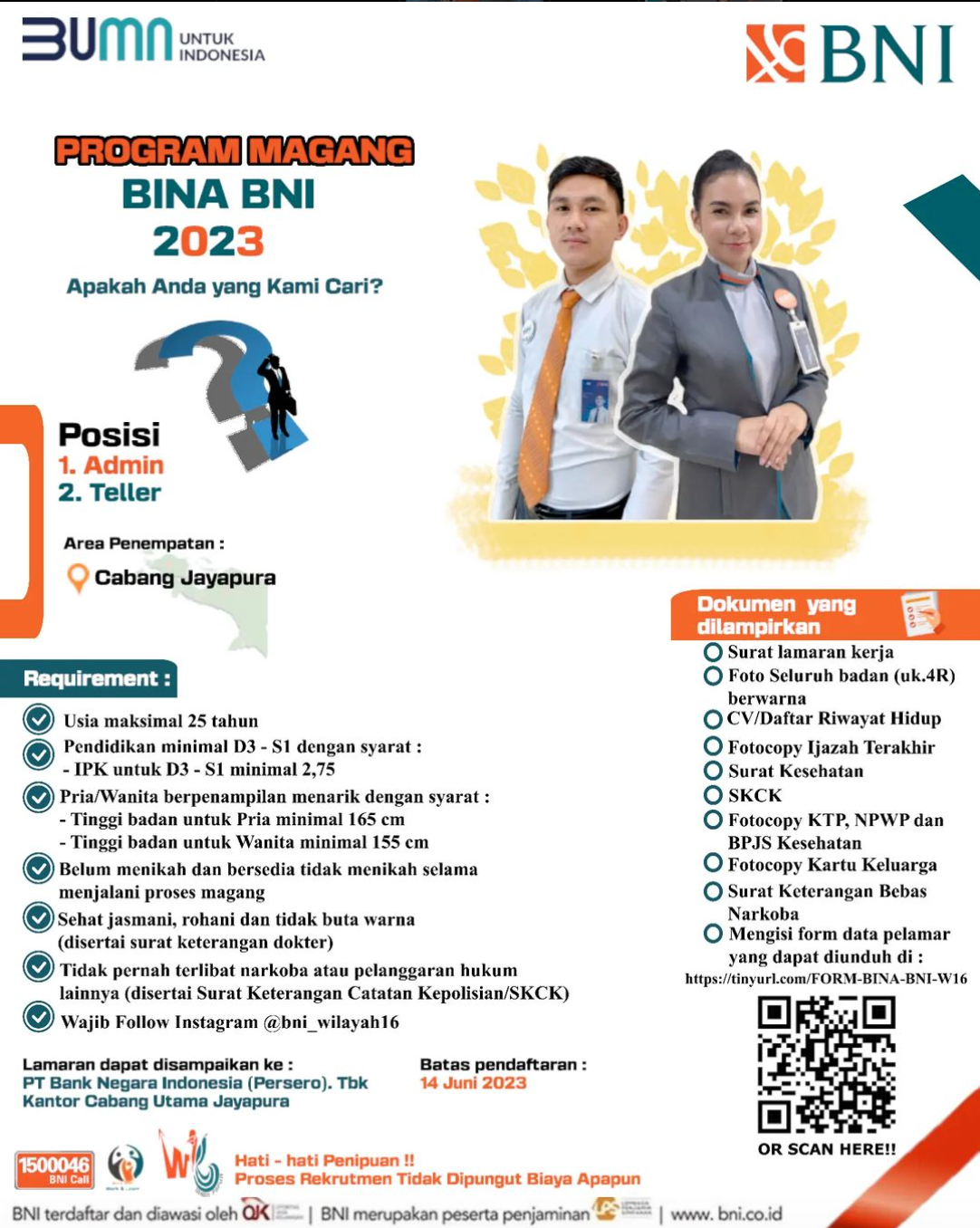 Program Magang BINA BNI Kantor Wilayah 16